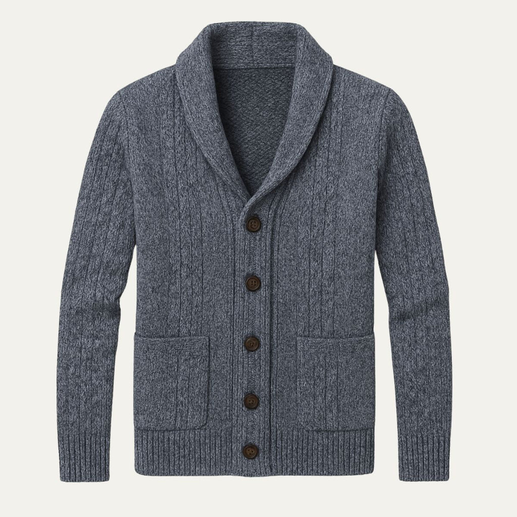 Xavier Cable-Knit Cardigan – Shawl-Collar Relaxed Button Knitwear