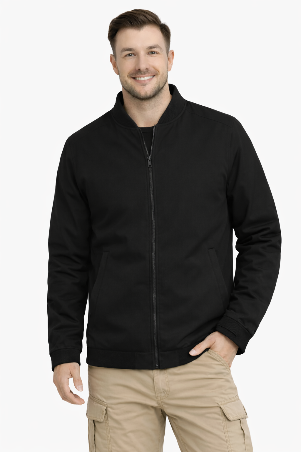 Xavier Micro Suede Bomber Jacket – Soft Stretch Zip-Up Outerwear