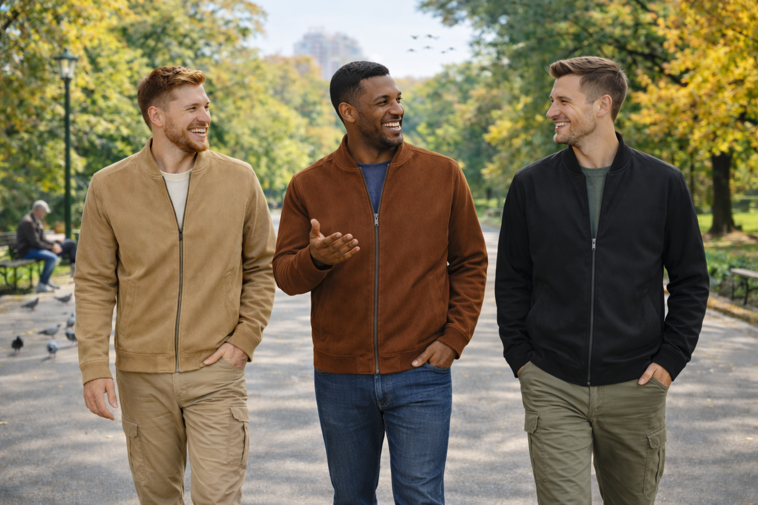 Xavier Micro Suede Bomber Jacket – Soft Stretch Zip-Up Outerwear