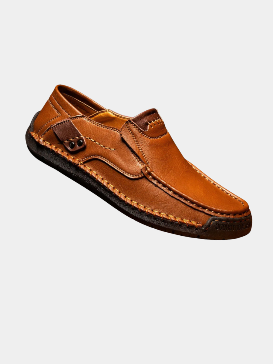 Mauro Full-Grain Leather Loafers – Glossy Hand-Stitched Slip-On Footwear