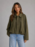 Olivia Oversized Bomber Jacket – Brushed Folded Collar Drop Shoulder Outerwear