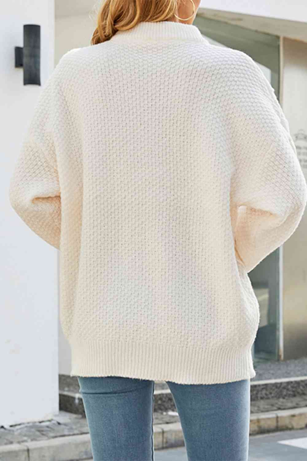 Melody Cable Knit Oversized Sweater – Drop Shoulder Crew Neck Cozy Pullover