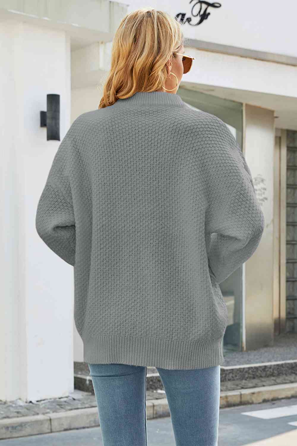 Melody Cable Knit Oversized Sweater – Drop Shoulder Crew Neck Cozy Pullover
