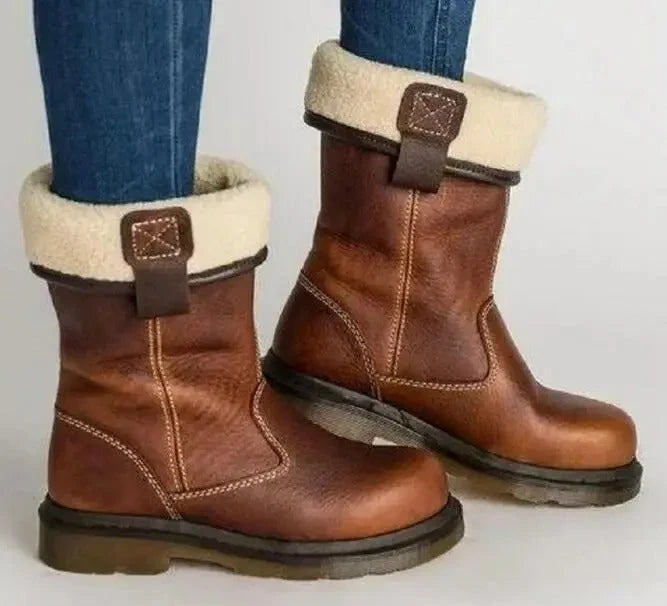 Mid-Calf Winter Boots for Women – Pull-On & Fold-Over Cuff | Janet