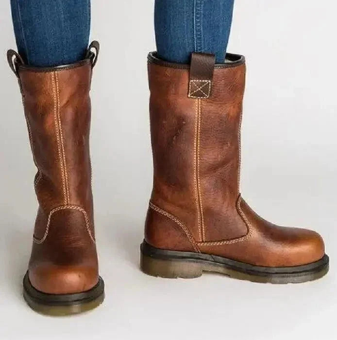 Mid-Calf Winter Boots for Women – Pull-On & Fold-Over Cuff | Janet