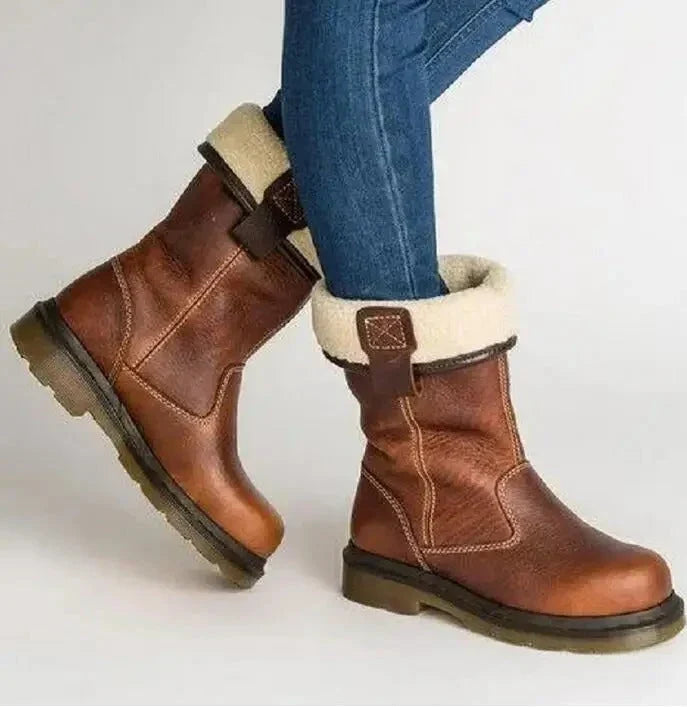 Mid-Calf Winter Boots for Women – Pull-On & Fold-Over Cuff | Janet