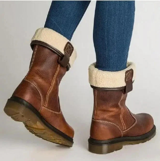 Mid-Calf Winter Boots for Women – Pull-On & Fold-Over Cuff | Janet