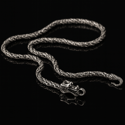 Drakethorn Chain Sterling Silver Dragon Necklace for Men