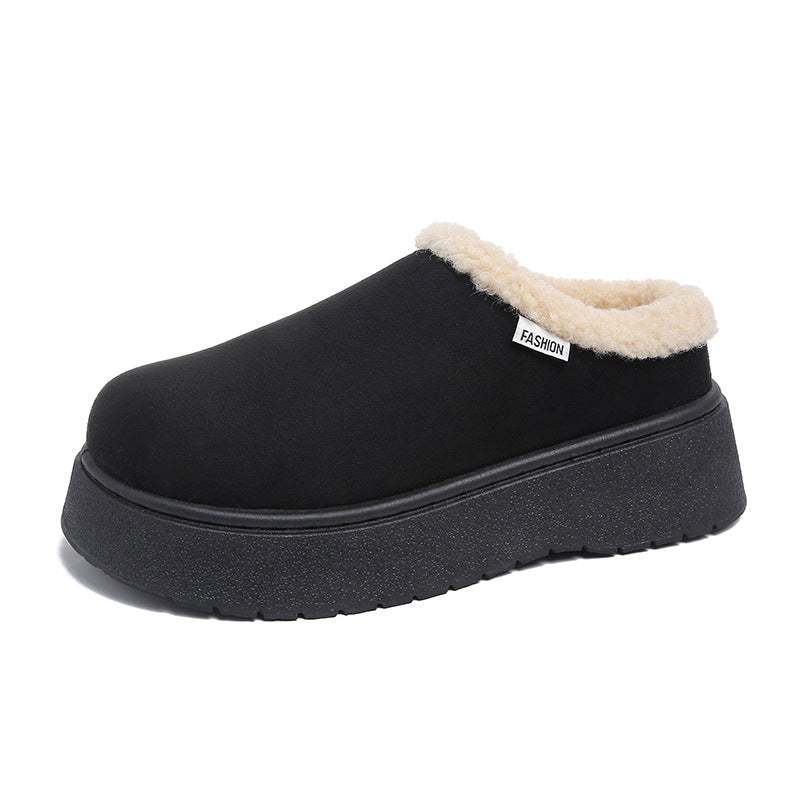 Sandra Platform House Fuzzy Slippers – Napped Teddy Fleece Collar Slip-On Grip Tread