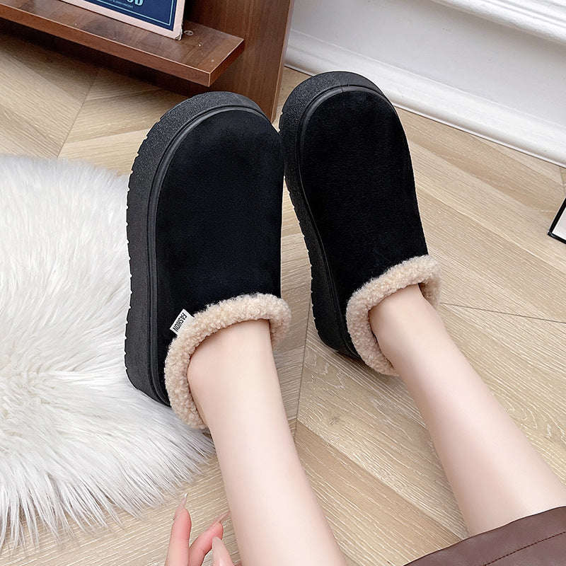 Sandra Platform House Fuzzy Slippers – Napped Teddy Fleece Collar Slip-On Grip Tread
