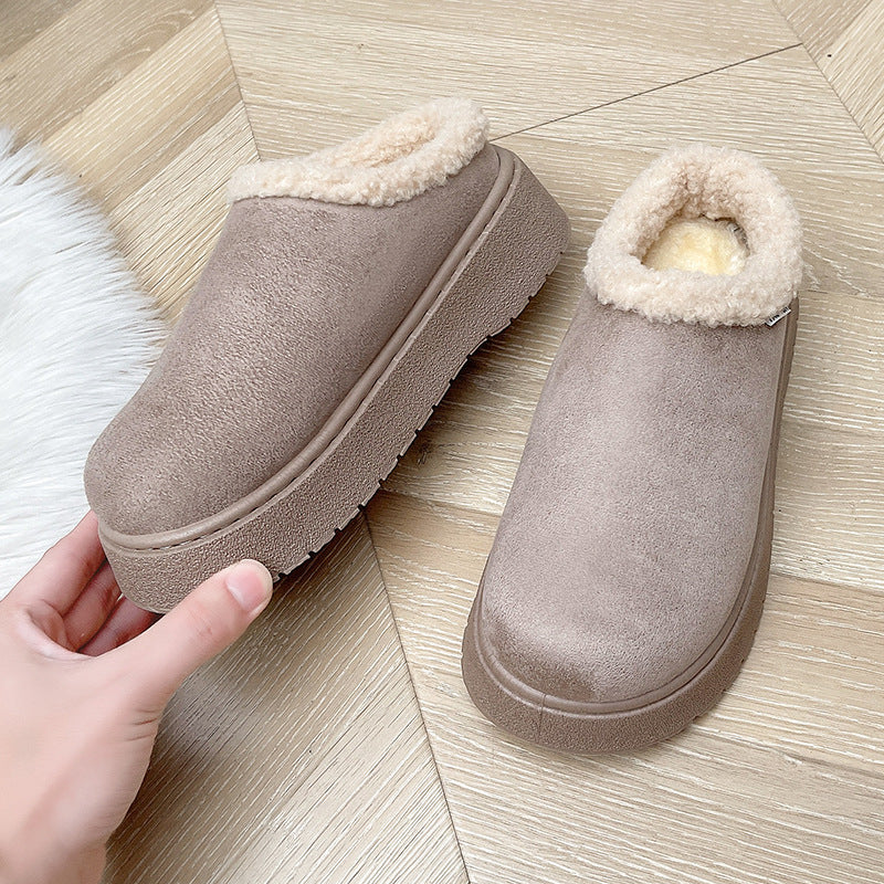 Sandra Platform House Fuzzy Slippers – Napped Teddy Fleece Collar Slip-On Grip Tread