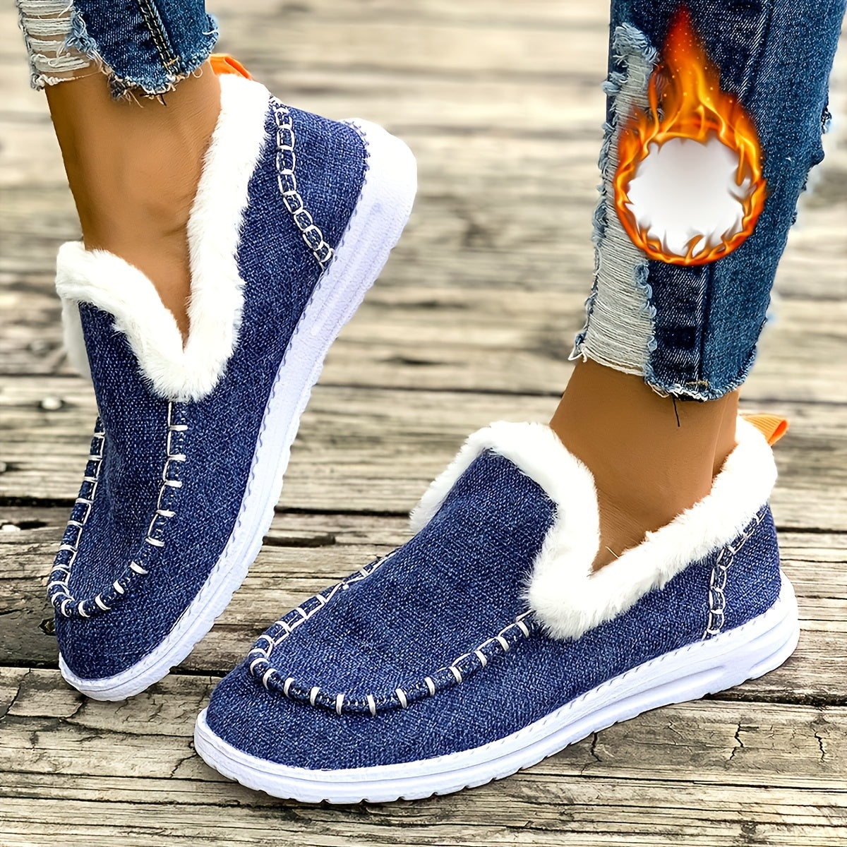 Fleece-Lined Slip-On Sneakers – Fabric Upper & Low-Top | Solene