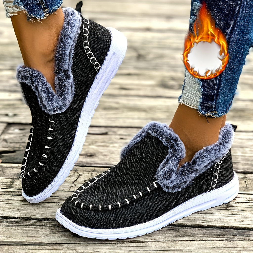 Fleece-Lined Slip-On Sneakers – Fabric Upper & Low-Top | Solene