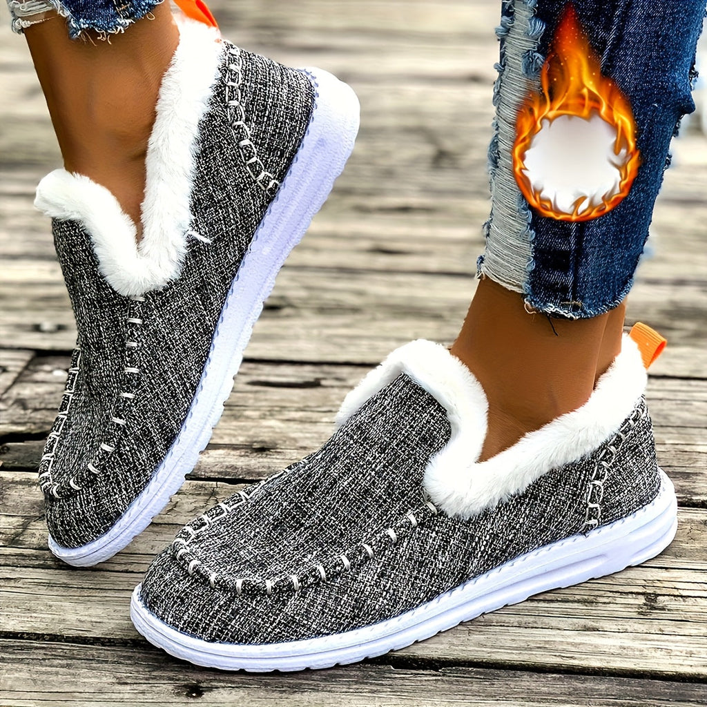 Fleece-Lined Slip-On Sneakers – Fabric Upper & Low-Top | Solene