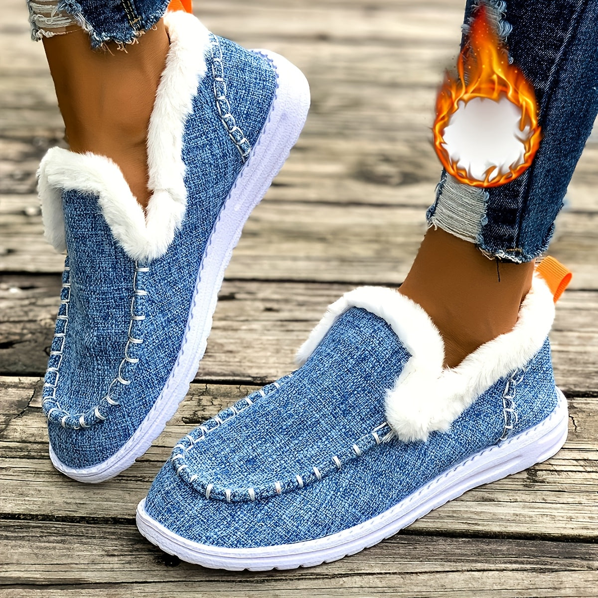 Fleece-Lined Slip-On Sneakers – Fabric Upper & Low-Top | Solene